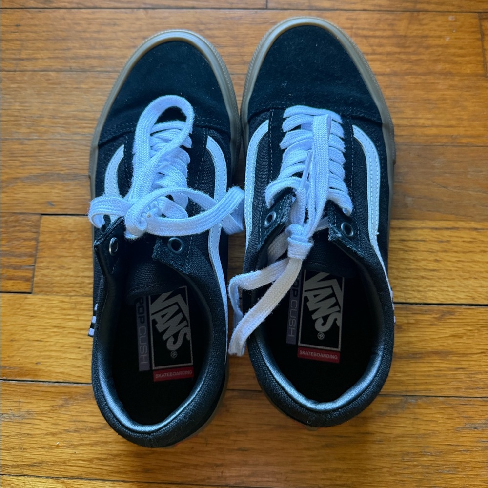 Black suede gum sole vans lace ups